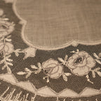 Set of 12 Embroidered Round Antique Linen Mats