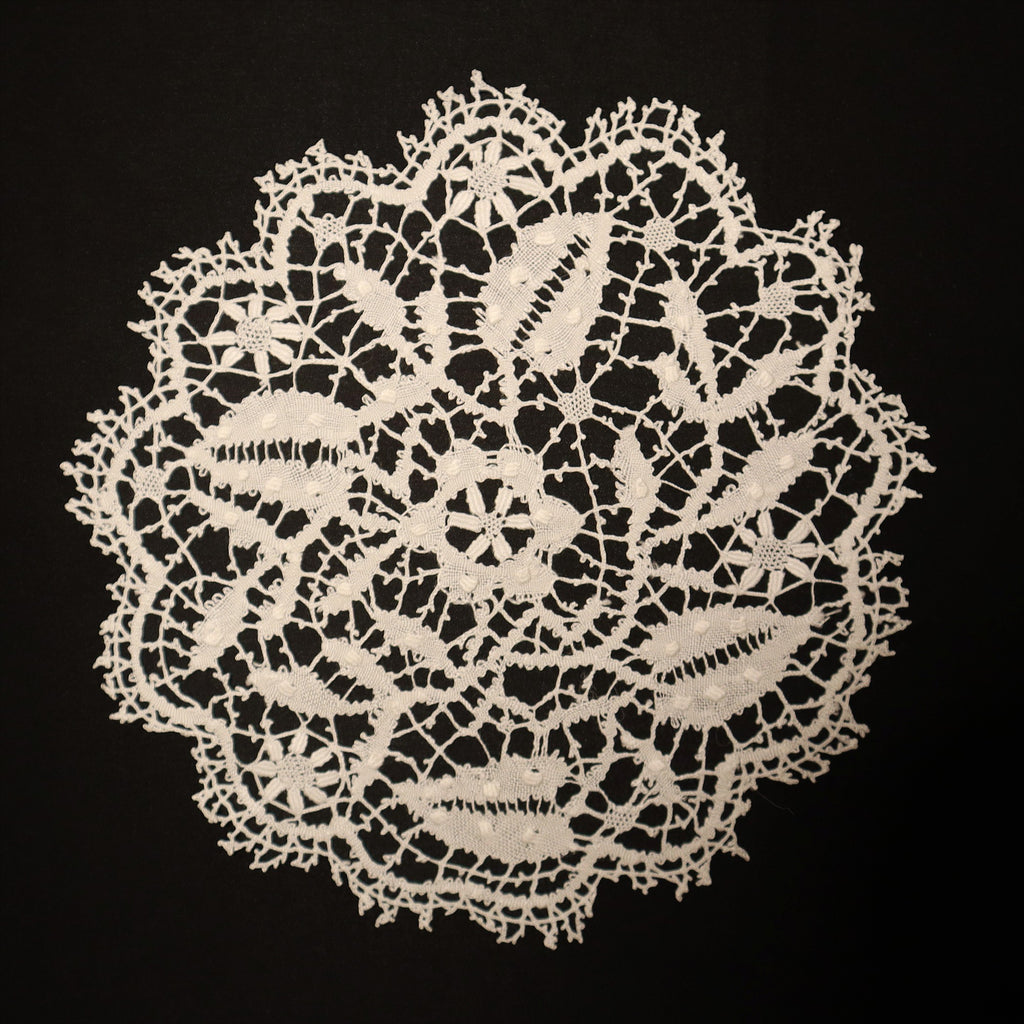 Set of 10 Round Bobbin Antique Lace Mats