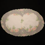 Set of 6 Hand Embroidered Antique Lace on Round Mats