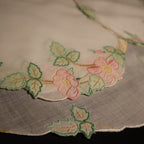 Set of 6 Hand Embroidered Antique Lace on Round Mats