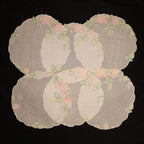 Set of 6 Hand Embroidered Antique Lace on Round Mats