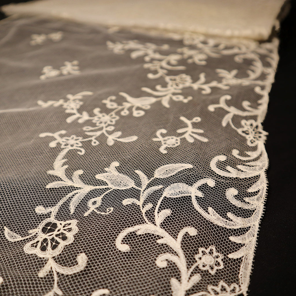 Brussels Applique Handmade Antique Lace Flounce