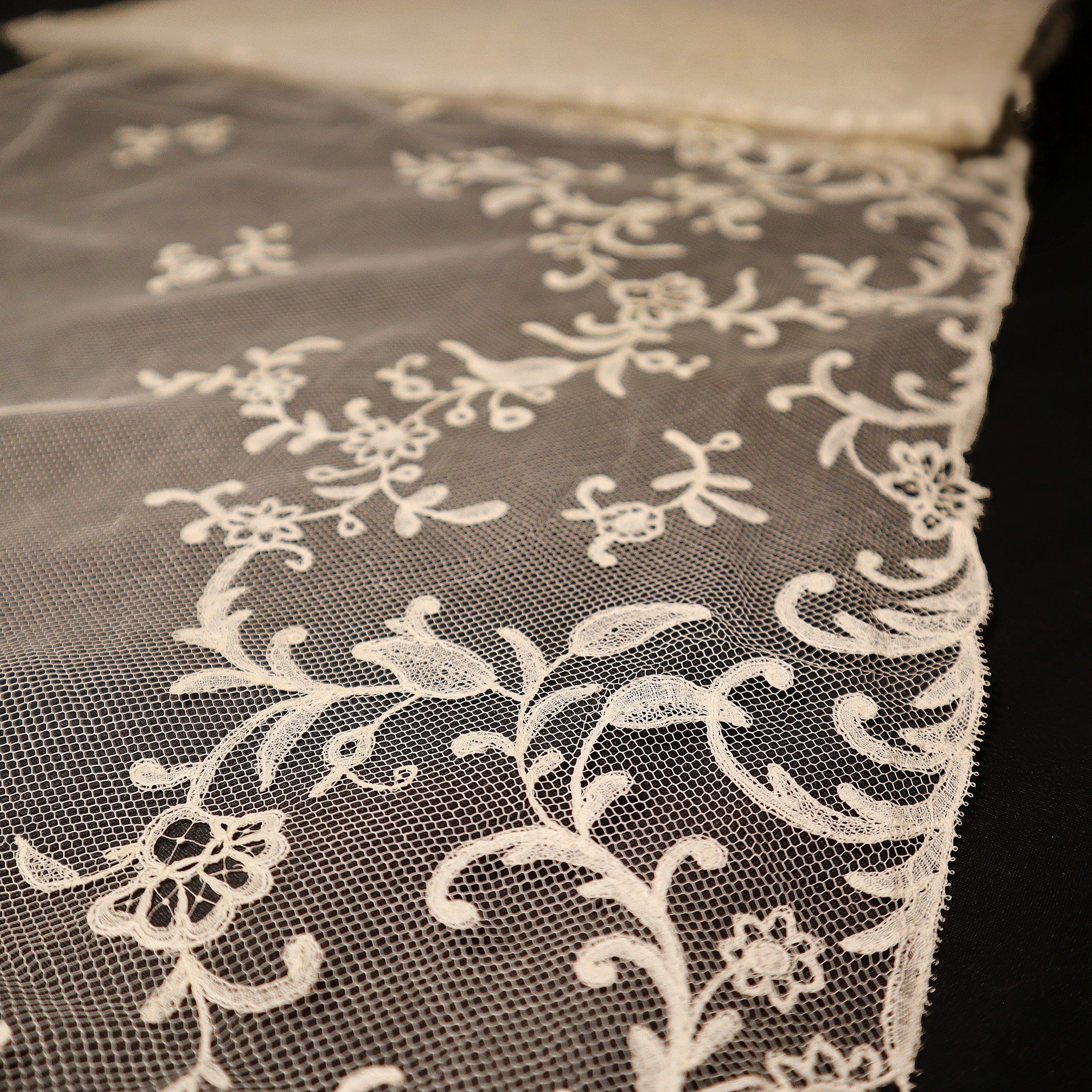 Brussels Applique Handmade Antique Lace Flounce